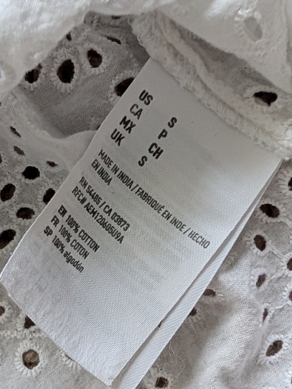 American Eagle Womens White Off Shoulder Eyelet Crop Top Size Small - Picture 7 of 9